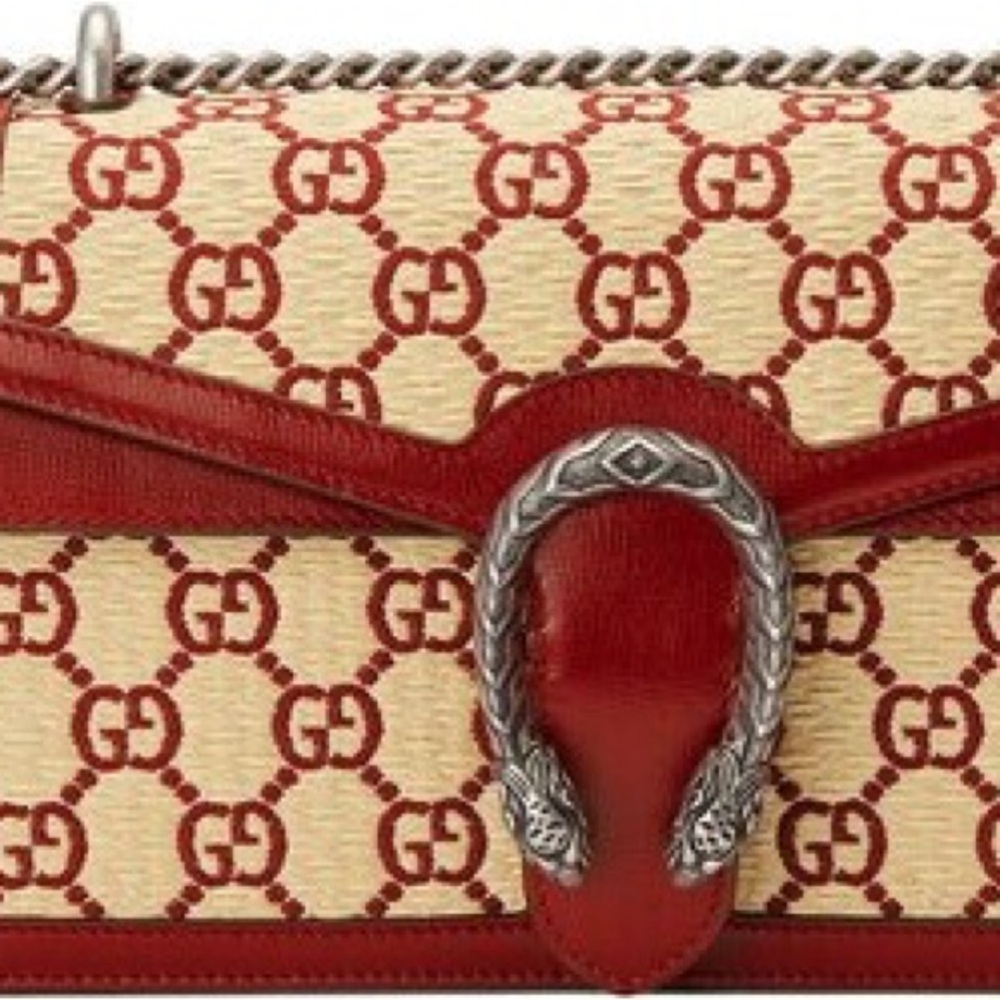 Straw Jacquard Calfskin GUCCI Monogram small Dionysus Cherry Red
Sold Out!